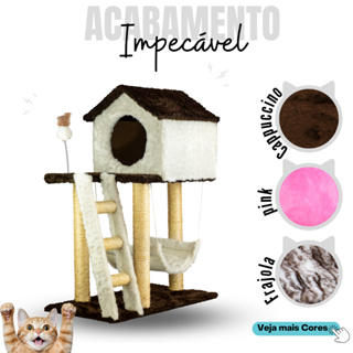 Arranhador Gato Casa Dois Andares com Rede e Escada Exclusiva em Oferta na Shopee