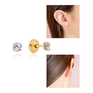 Brinco Infantil de  Zircônia Banhado à Ouro 18k em Oferta na Shopee