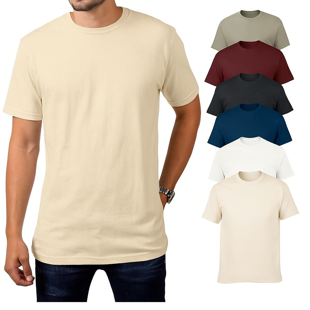 Camiseta Masculina Básica Lisa Algodão 100% Premium Confortável Slim Moda Casual Versátil Promoção