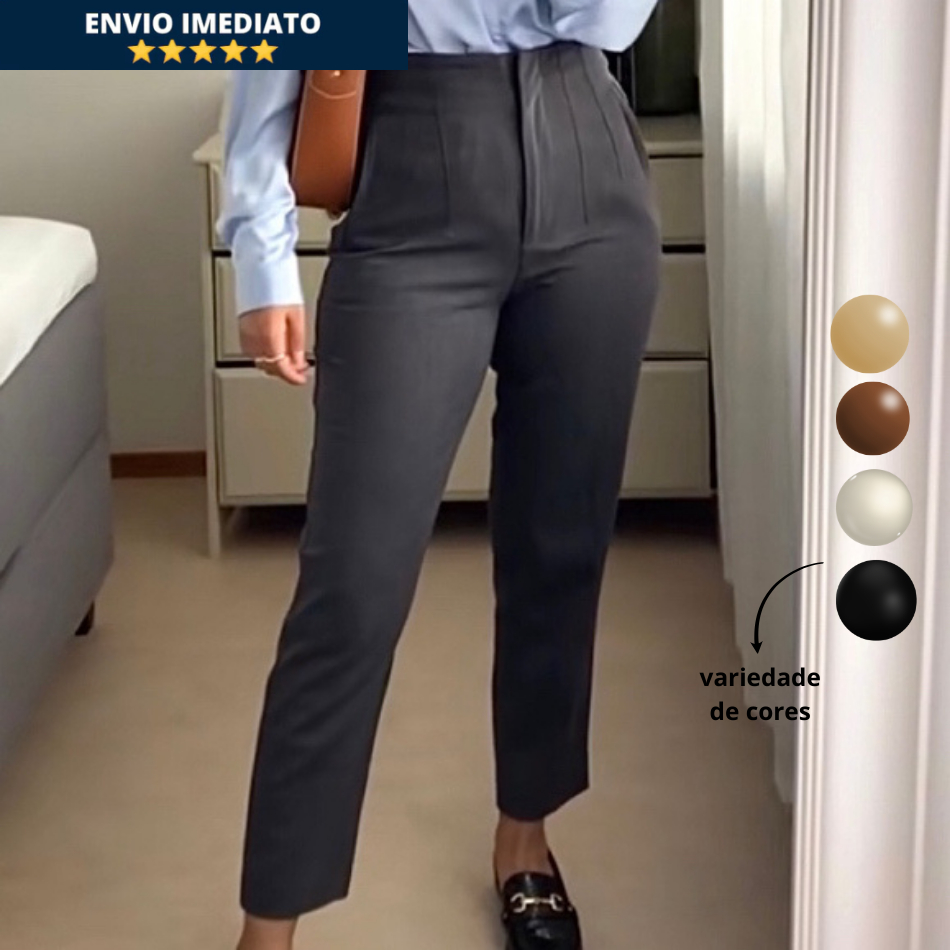 Calça Social Alfaiataria Feminina Cintura Alta Com Ziper ZR 020 Lançamento Elegante Tendência Blogueira Empresaria em Oferta na Shopee