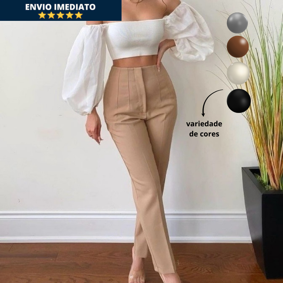Calça Alfaiataria Feminina Cintura Alta Com Zíper Lançamento Blogueira ZR Social Slim Fino Empresaria Tendência Elegante em Oferta na Shopee