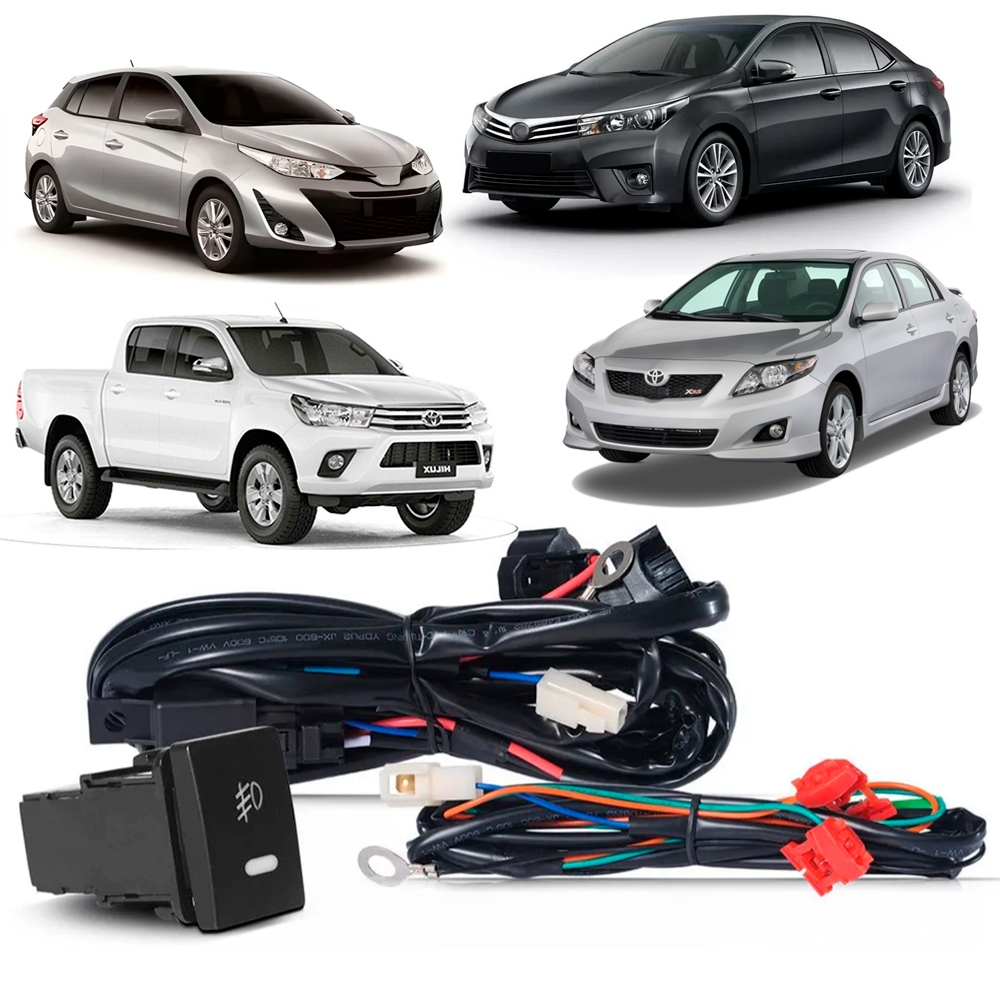 Chicote Farol Milha Neblina Corolla 2009 á 2019 Hilux 2017 á 2019 Yaris 2017 á 2019