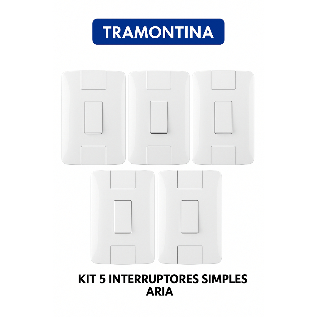 Kit 5 Interruptores Simples Tramontina Aria 4x2 Branco Original