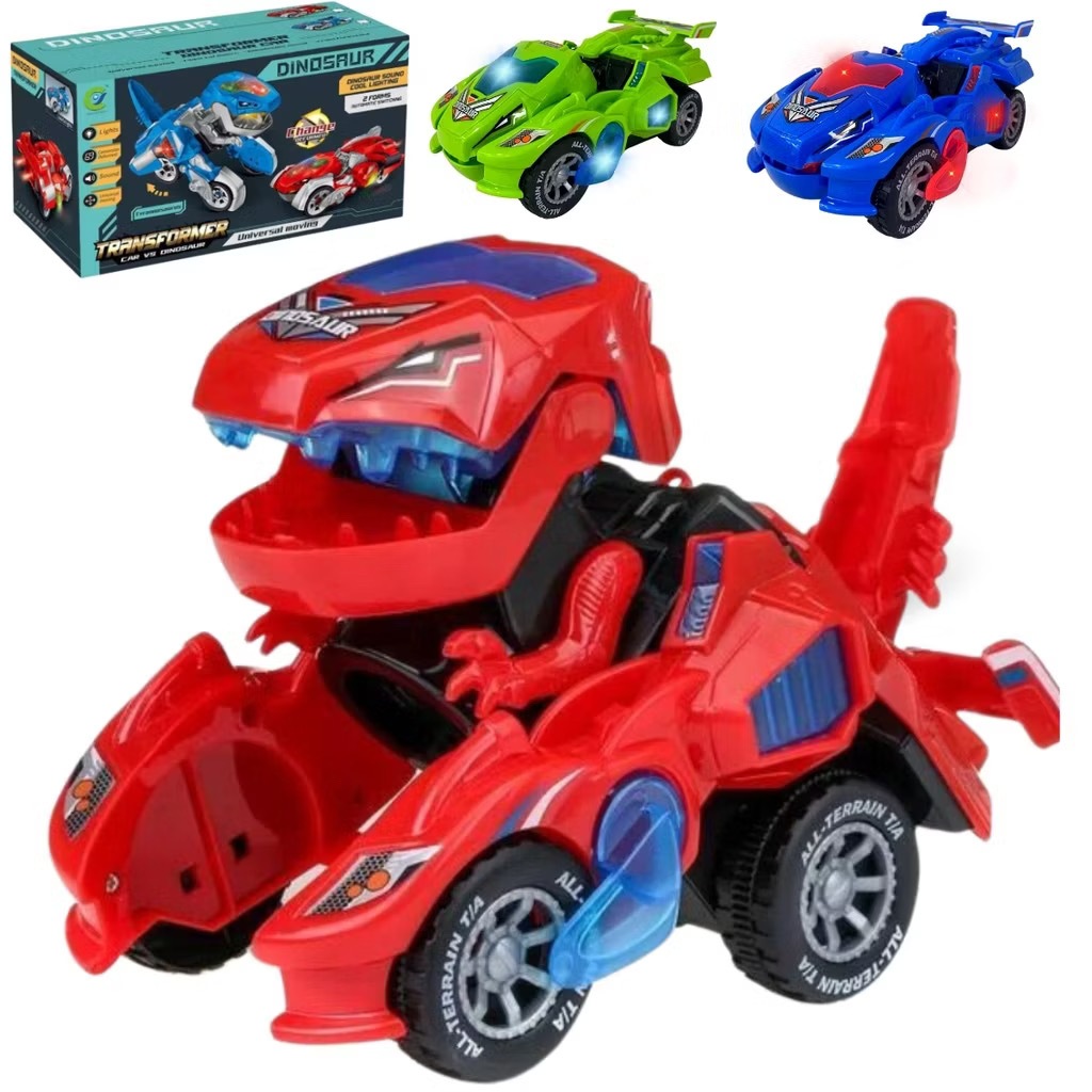 Carro Dinossauro Vira Robô Dino T-rex Com Luz Som Bate Volta-1880