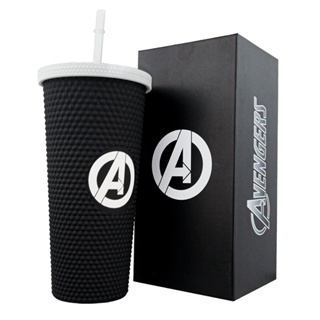 Copo Avengers Marvel Stiff 710ml Preto Com Canudo Tampa Rosqueável em Oferta na Shopee