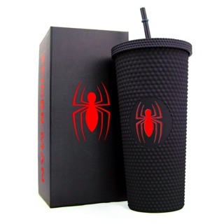 Copo Homem Aranha Marvel Spider-Man 710ml Preto Com Canudo em Oferta na Shopee