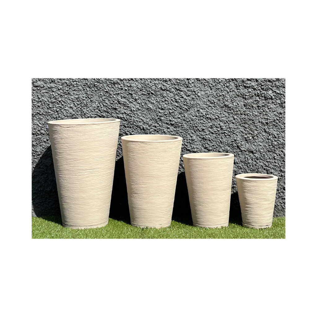 Kit 4 Vasos Escovados Planta Flor Polietileno Coluna Redonda N1 N2 N3 N4 Com Pratos em Oferta na Shopee