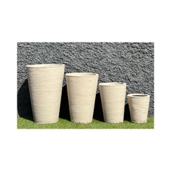 Kit 4 Vasos Escovados Planta Flor Polietileno Coluna Redonda N1 N2 N3 N4 Com Pratos