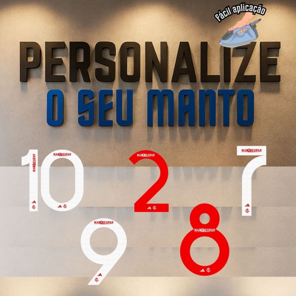Personalize O Seu Manto Termocolante Nome + Número 2025 Para Personalização Camisa Time de Futebol