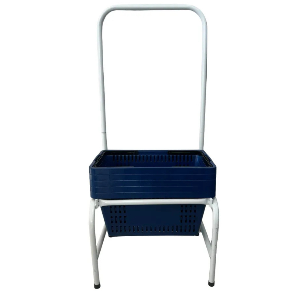 Kit Suporte Para Cestas de Mercado Display Cestinha Para Compras + 5 Cestinhas de Mercado