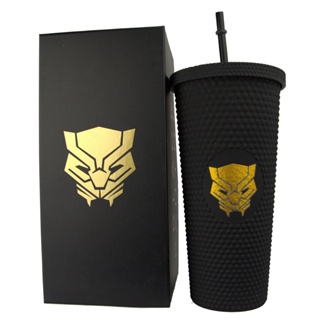 Copo Pantera Negra Marvel Oficial 710ml Preto Com Canudo Black Panther em Oferta na Shopee