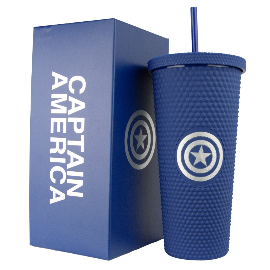 Copo Capitão América com Canudo 710ml Marvel Tampa Rosqueável Azul Infantil em Oferta na Shopee