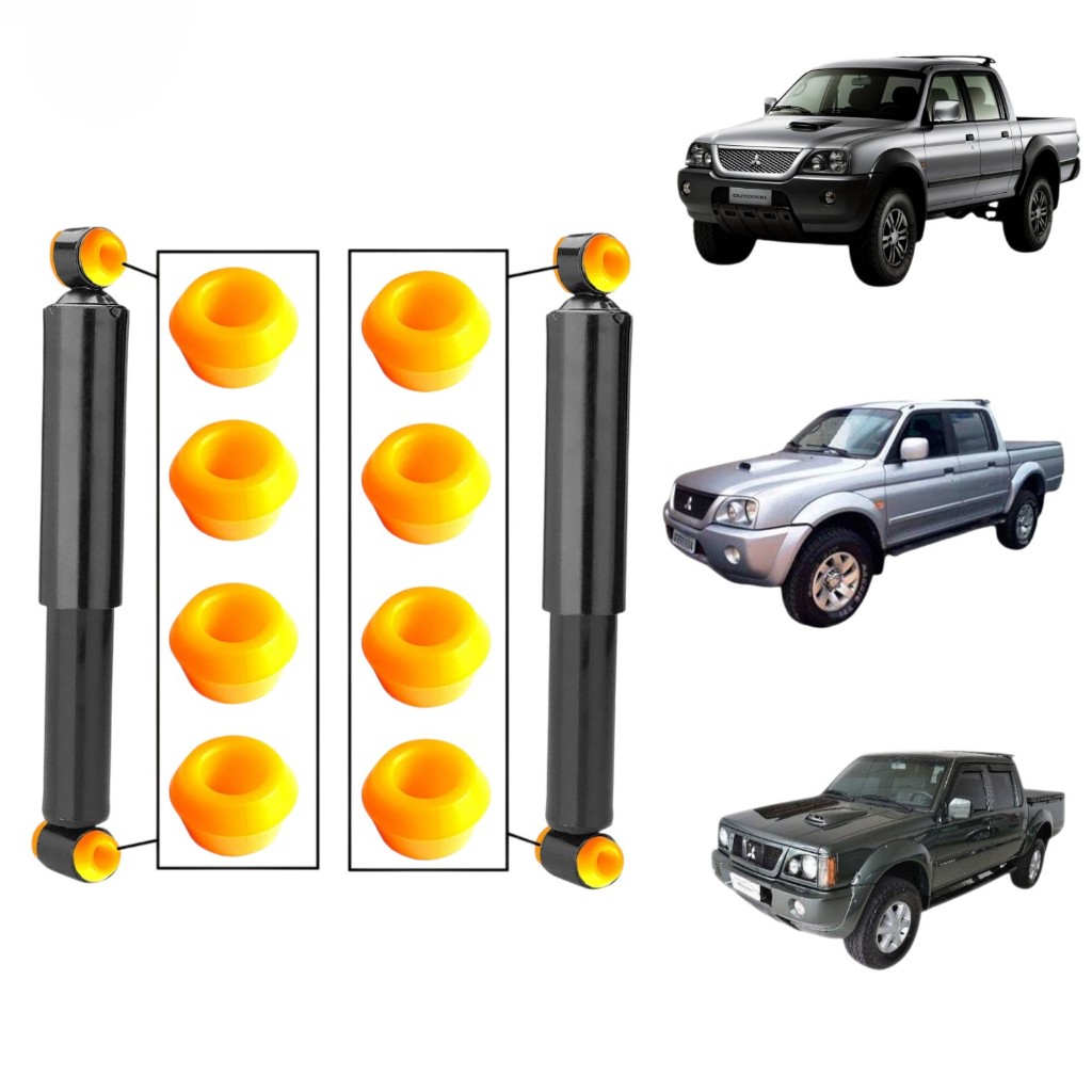 Kit 8 Buchas Amortecedor Mitsubishi L200 Gl/Gls/Sport/Outdoor Traseiro Pu