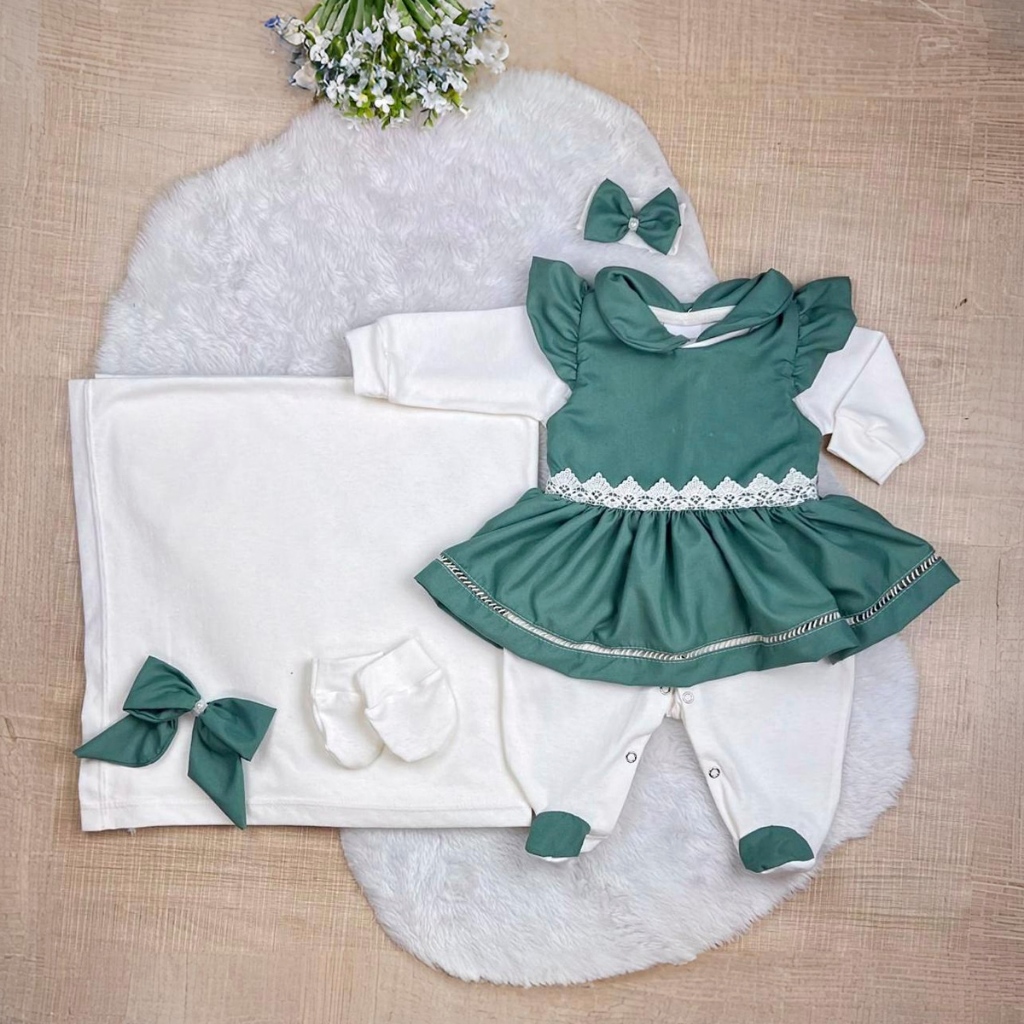 Saida Maternidade Bebê Menina Lavínia 05 peças Roupas de Bebê em Oferta na Shopee