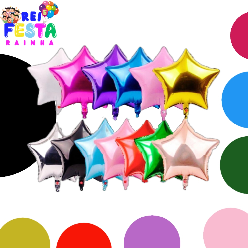 10 Balão Metalizado Estrela, 22Cm 10 Polegadas, 13 Cores, decoração, festa, aniversário em Oferta na Shopee