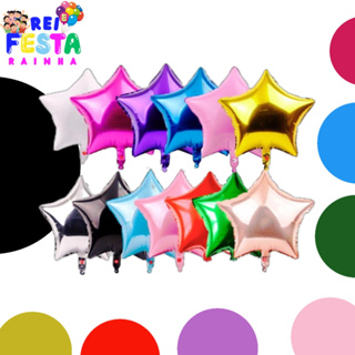 10 Balão Metalizado Estrela, 22Cm 10 Polegadas, 13 Cores, decoração, festa, aniversário em Oferta na Shopee