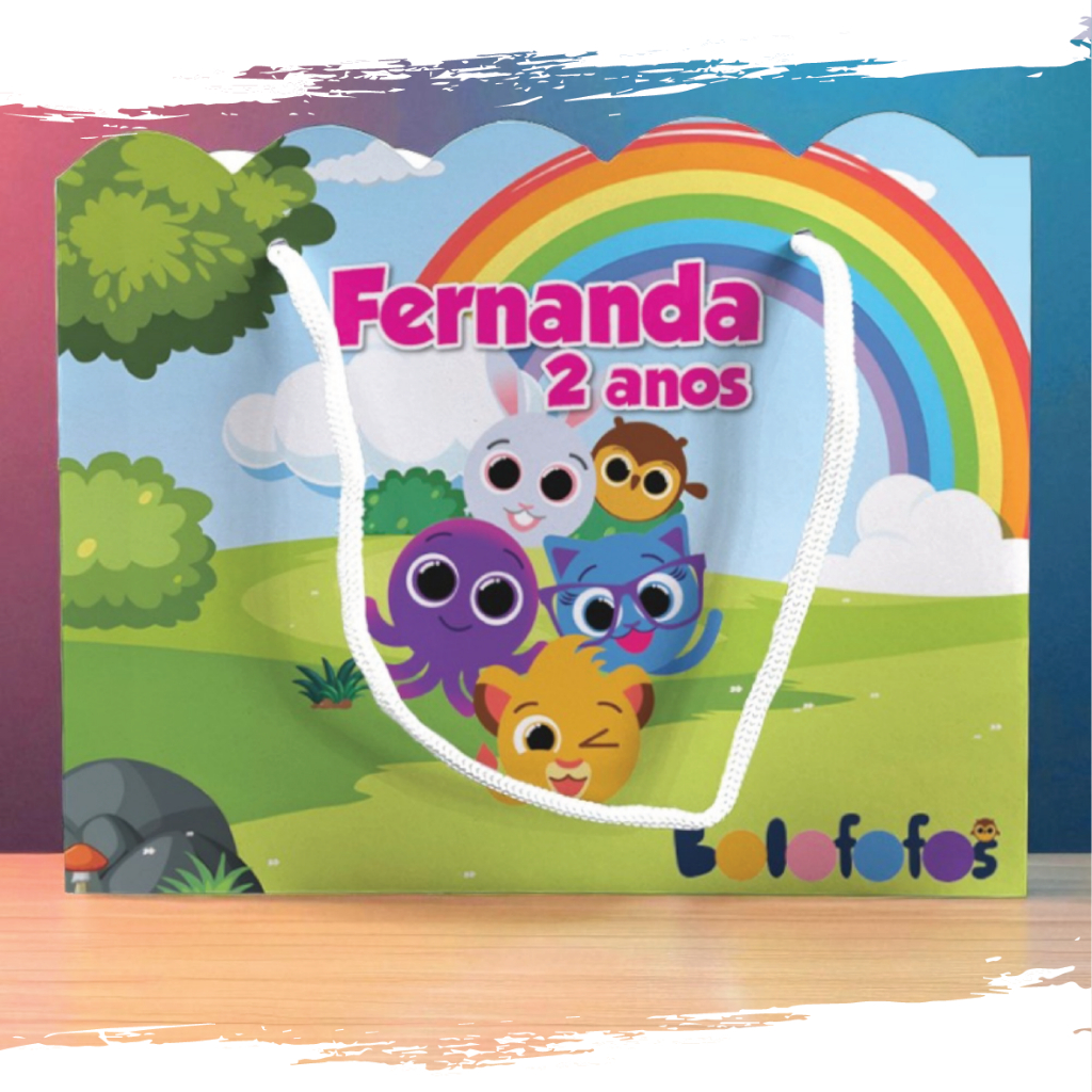 Sacolinha de Festa Bolofofo Lembrancinha Personalizada Kit Festa Sacola Ondulada Bolofofos Menina