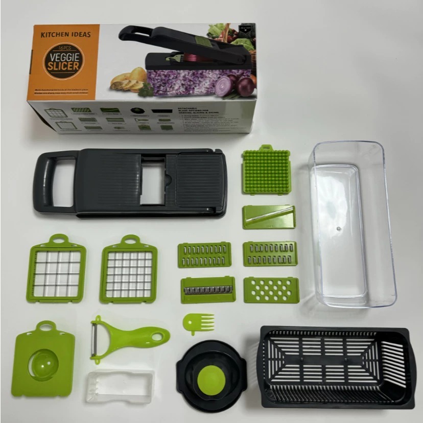 Fatiador Profissional Multifuncional De Aço Inoxidável 16 Em 1 Para Vegetais/Frutas/Legumes