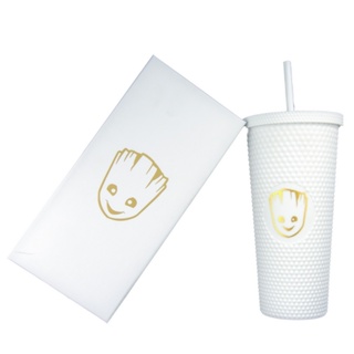 Copo com Canudo Groot Marvel 710ml Tampa Rosqueável Branco em Oferta na Shopee