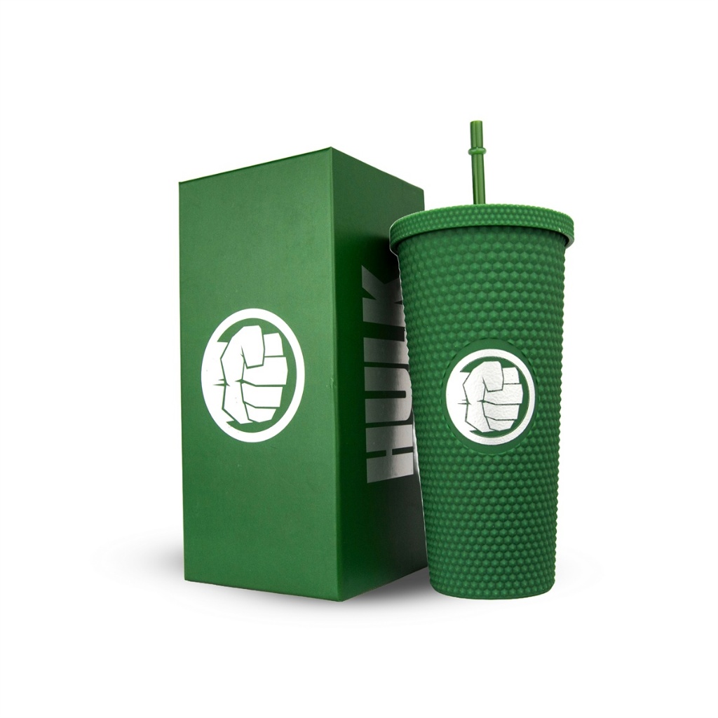 Copo Marvel Hulk Canudo 710ml Verde Tampa Rosqueável