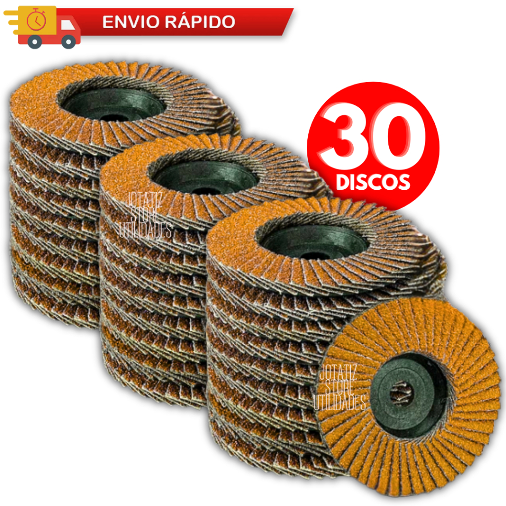 Conjunto 15| 20| 25| 30 Discos Flap Desbaste Lixamento Rebolo Abrasivo 4.1/2'' 115mm 40 60 80 100 Grãos