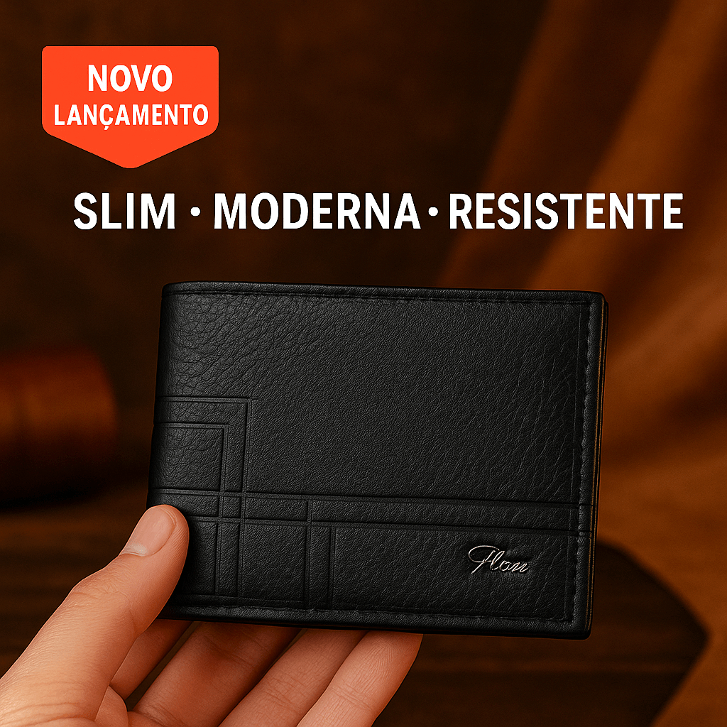 Carteira Masculina Slim Couro PU Premium Preto e Marrom Moderna, Resistente e Elegante em Oferta na Shopee