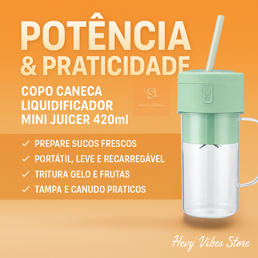 Copo Caneca Liquidificador Acrilico Mini Juicer 420ml