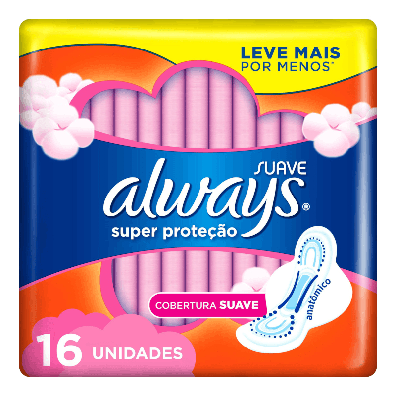 Absorvente Always Super Proteção com Abas 16 Unidades Suave