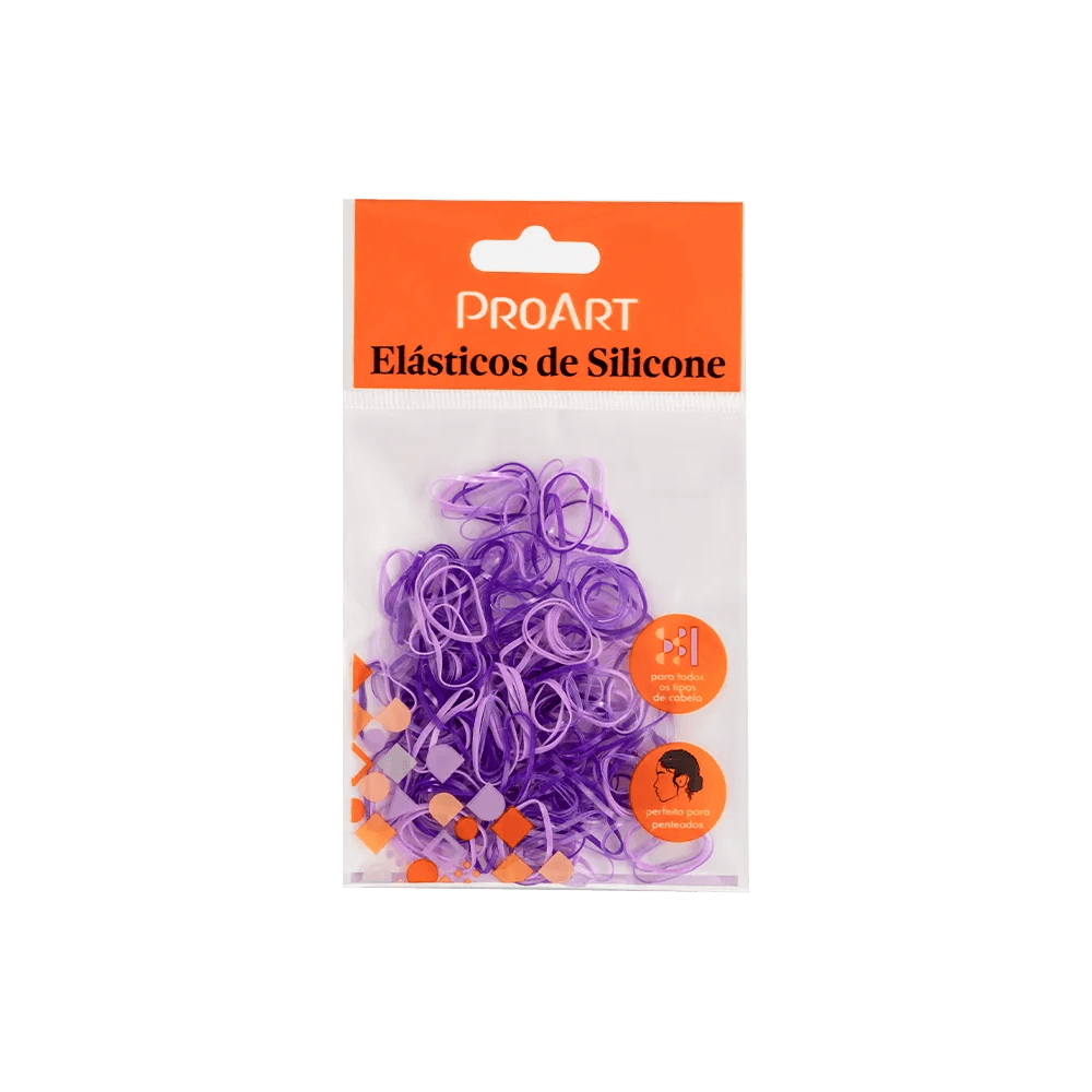 Elástico de Silicone ProArt para Cabelo Tamanho P Roxo (200 Unidades)