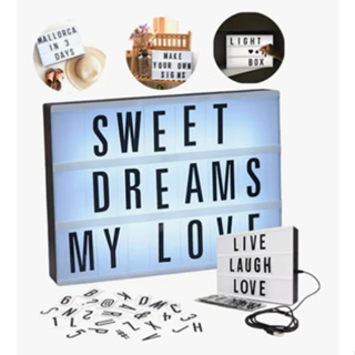 Luminária cinema Light box A4 Led com 96 letras Números e ícones em Oferta na Shopee