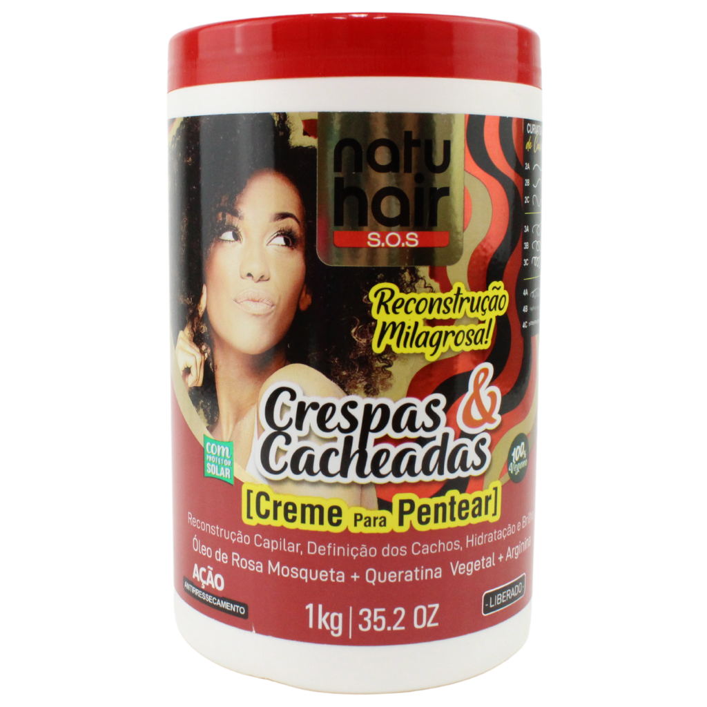 Creme Para Pentear Reconstrução Milagrosa Crespas & Cacheadas Natuhair 1kg em Oferta na Shopee