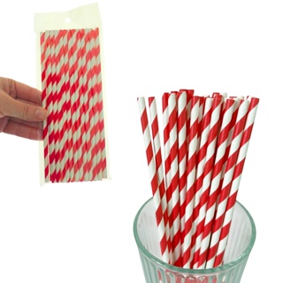 Kits de Canudo Papel Biodegradável Listrado Colorido Festa Evento Drinks Sucos Retrô Ecológico em Oferta na Shopee