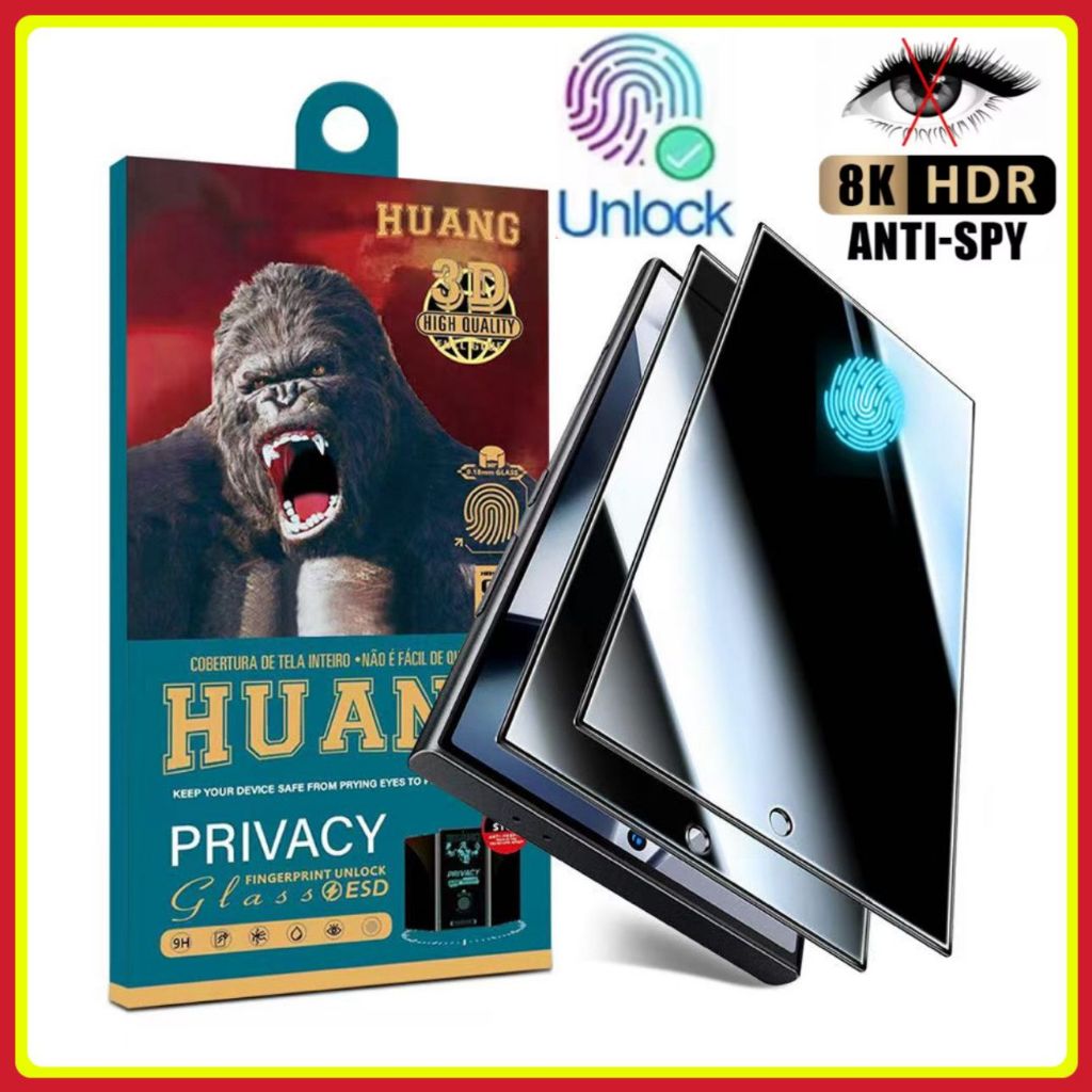 Película Privacidade 3D de Vidro Funciona Digital sem Furo Samsung S25 S25Plus S25Ultra S24 S23 S22 S22Plus em Oferta na Shopee