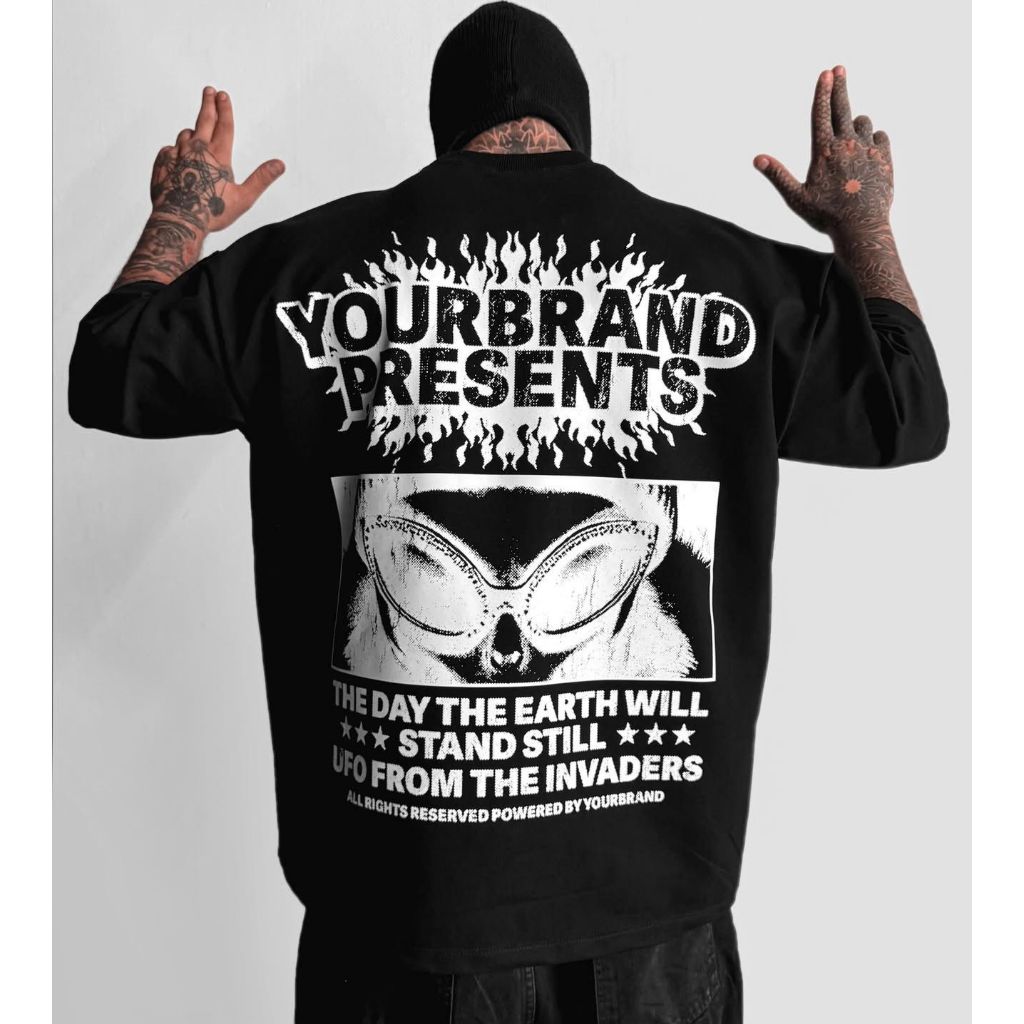 Camiseta oversized alien streetwear sci-fi unissex Aftersoul P ao G5 100% algodão