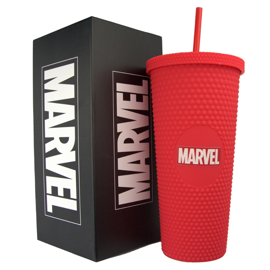 Copo Stiff Marvel Vermelho 710ml Oficial Com Canudo Reutilizável em Oferta na Shopee