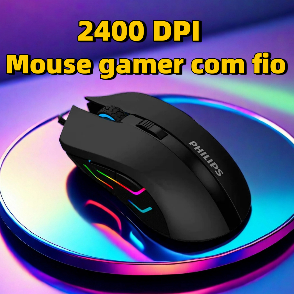 Mouse Gamer Fio Philips Óptico Dpi Ajustável Até 2400 G313