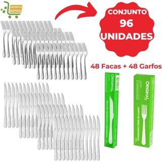 Kit 96 Talheres de 48 Garfos e 48 Facas Resistente Buffet Restaurante Lanchonete em Oferta na Shopee