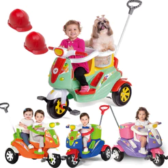 Carrinho de Passeio e Pedal Calesita Moto Duo Color 2 Lugares