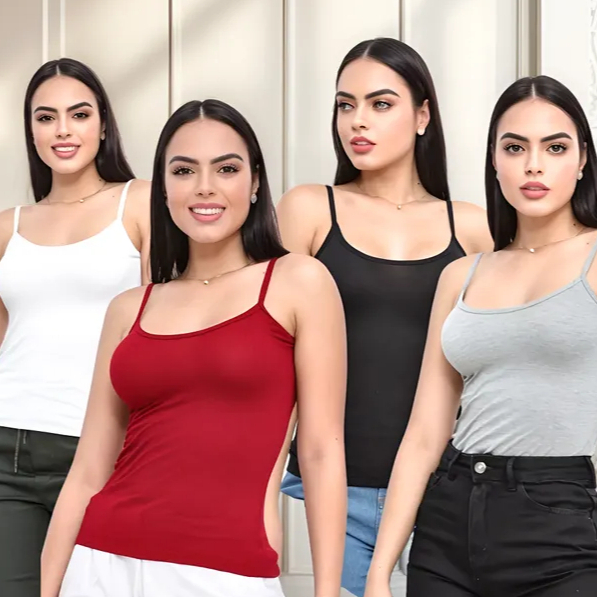 kit 4 Regata Blusinha Feminina Regatinhas Básica Camiseta Alcinha