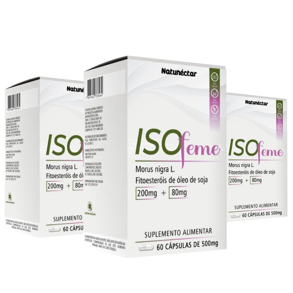 Kit 3x Potes ISO Feme Amora Miura Fitoesteróis Germem De Soja - 180 Capsulas 100% puro Natural