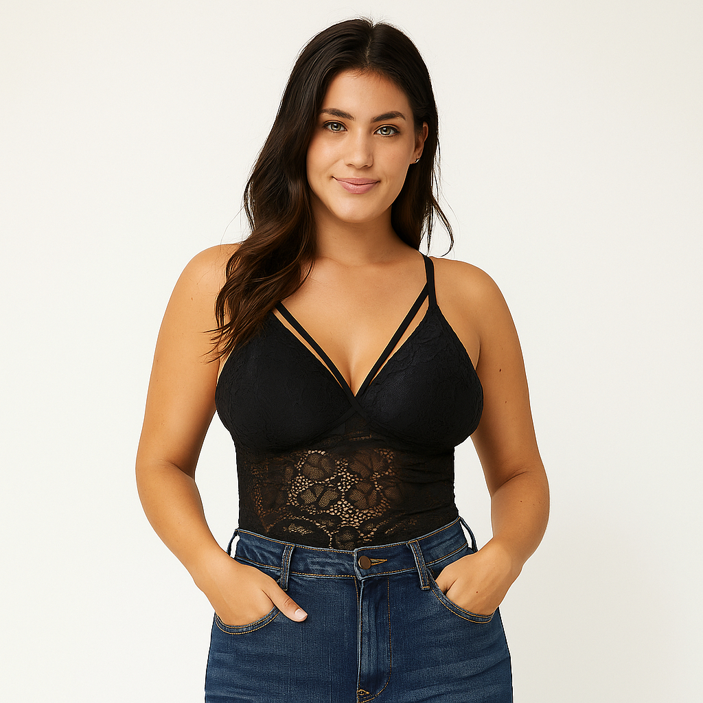 Cropped Top De Renda Feminino Tiras Dupla Alça Regulável Com Bojo