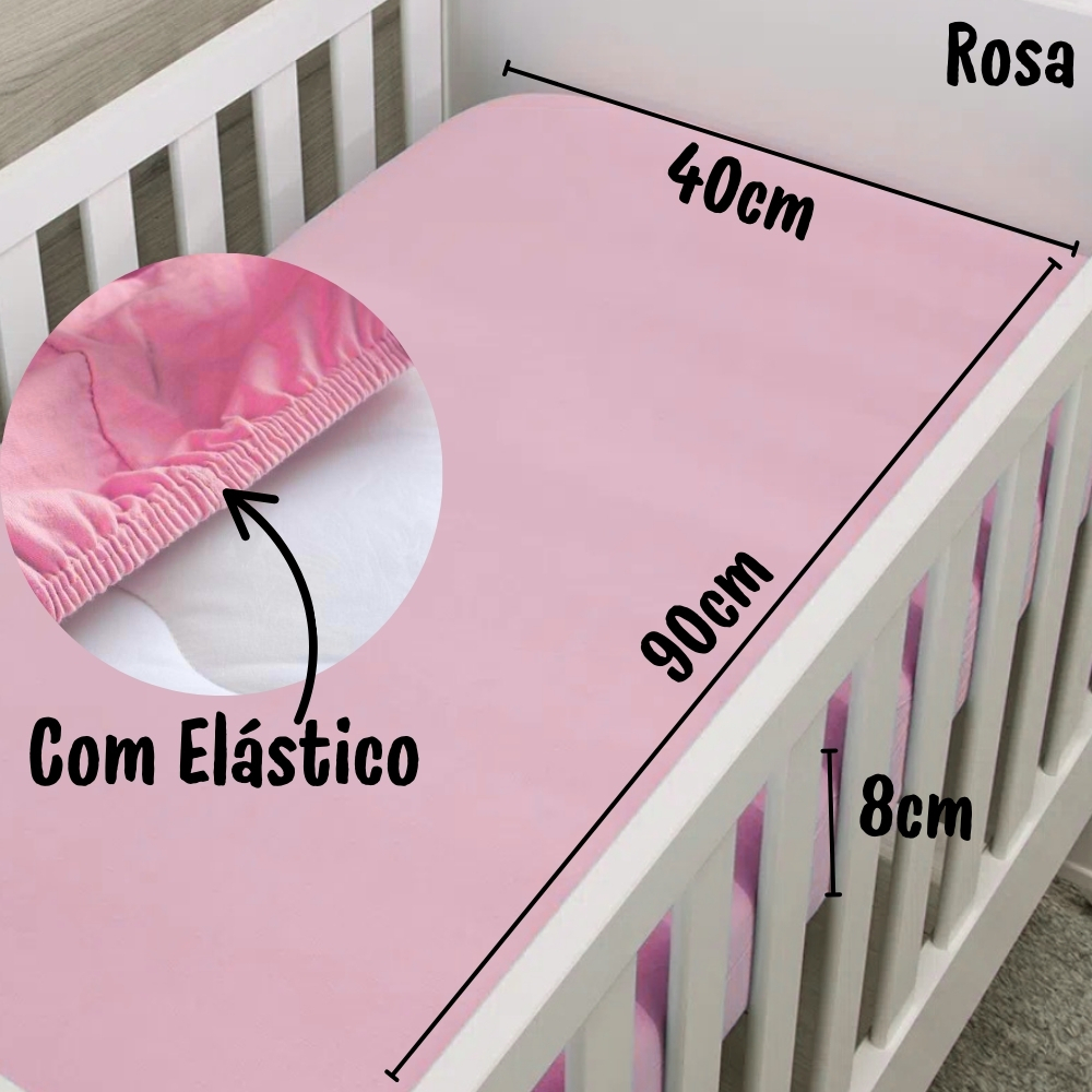 Kit 02 Lençol Avulso com Elástico MINI BERÇO 40cm Largura Percal 400 Fios em Oferta na Shopee