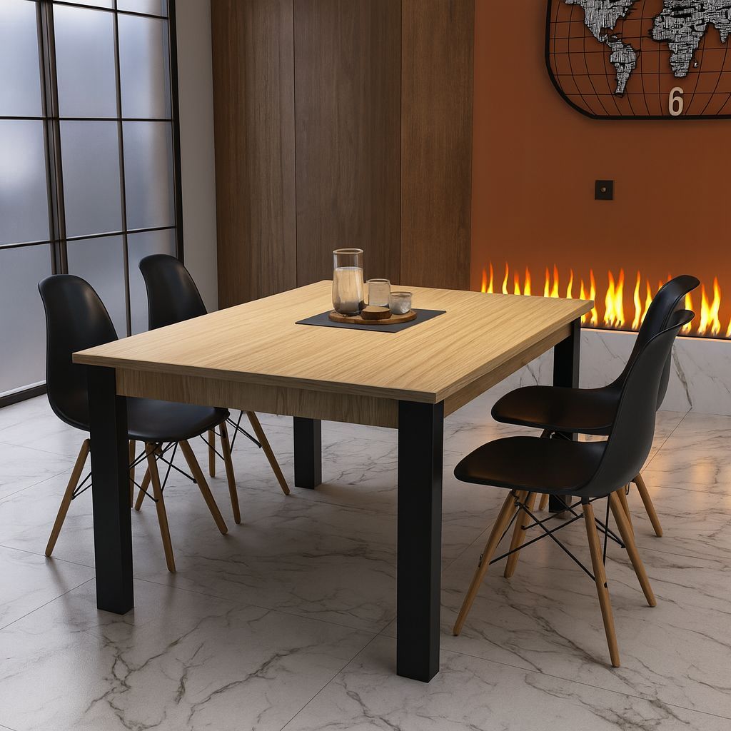 Mesa de Jantar 120x90 cm com 4 Cadeiras Eames – Para Sala de Jantar ou Cozinha