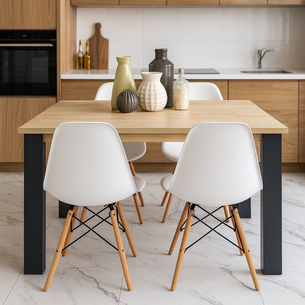 Kit para Sala de Jantar – Mesa Retangular com 4 Cadeiras Eames para Cozinha e Sala