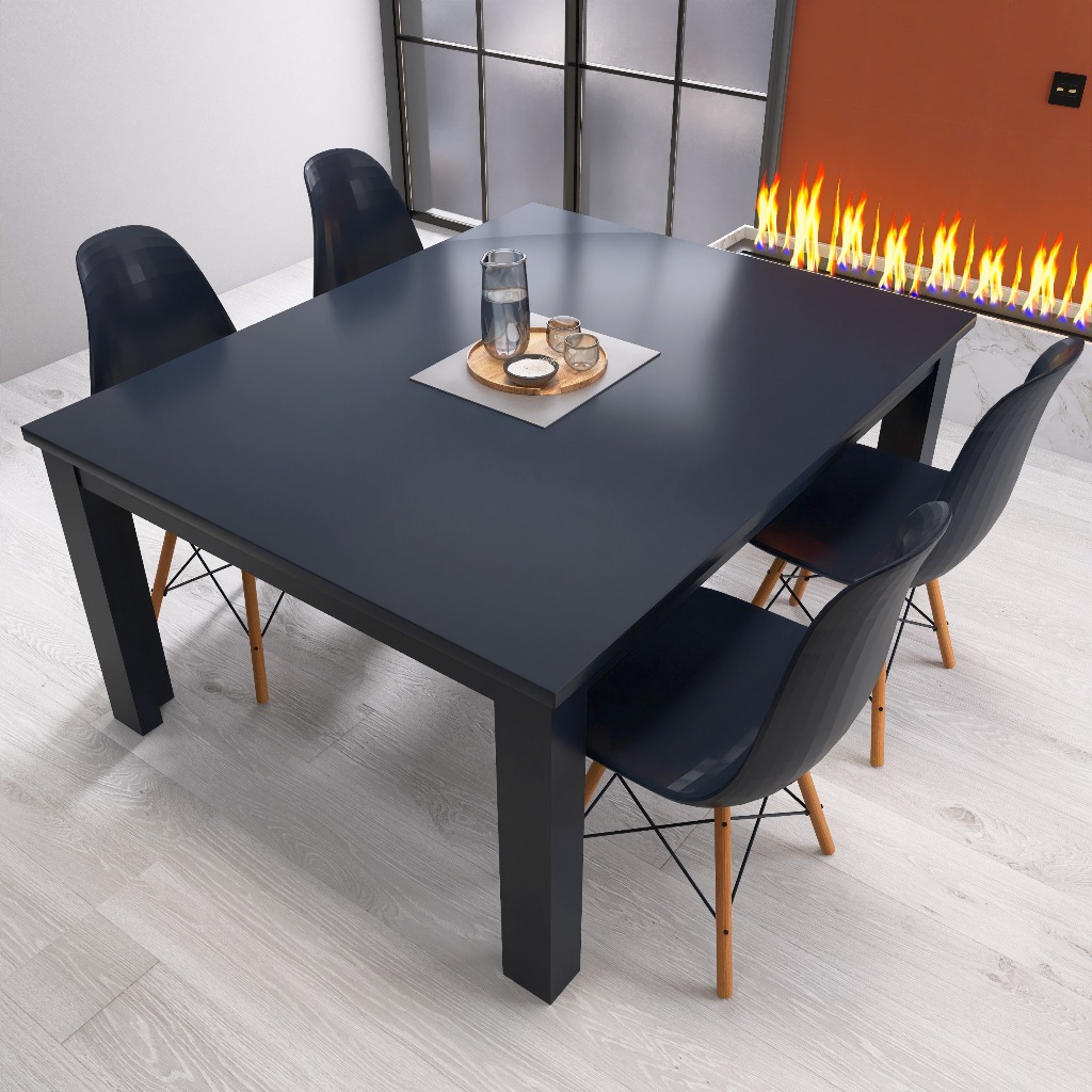 Jogo Mesa de Jantar com 4 Cadeiras – Mesa Retangular para Sala, Cozinha e Ambientes Internos