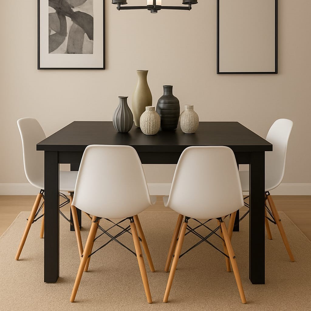 Mesa de Jantar Retangular 120x90cm com 4 Cadeiras – Conjunto Ideal para Sala de Jantar ou Cozinha