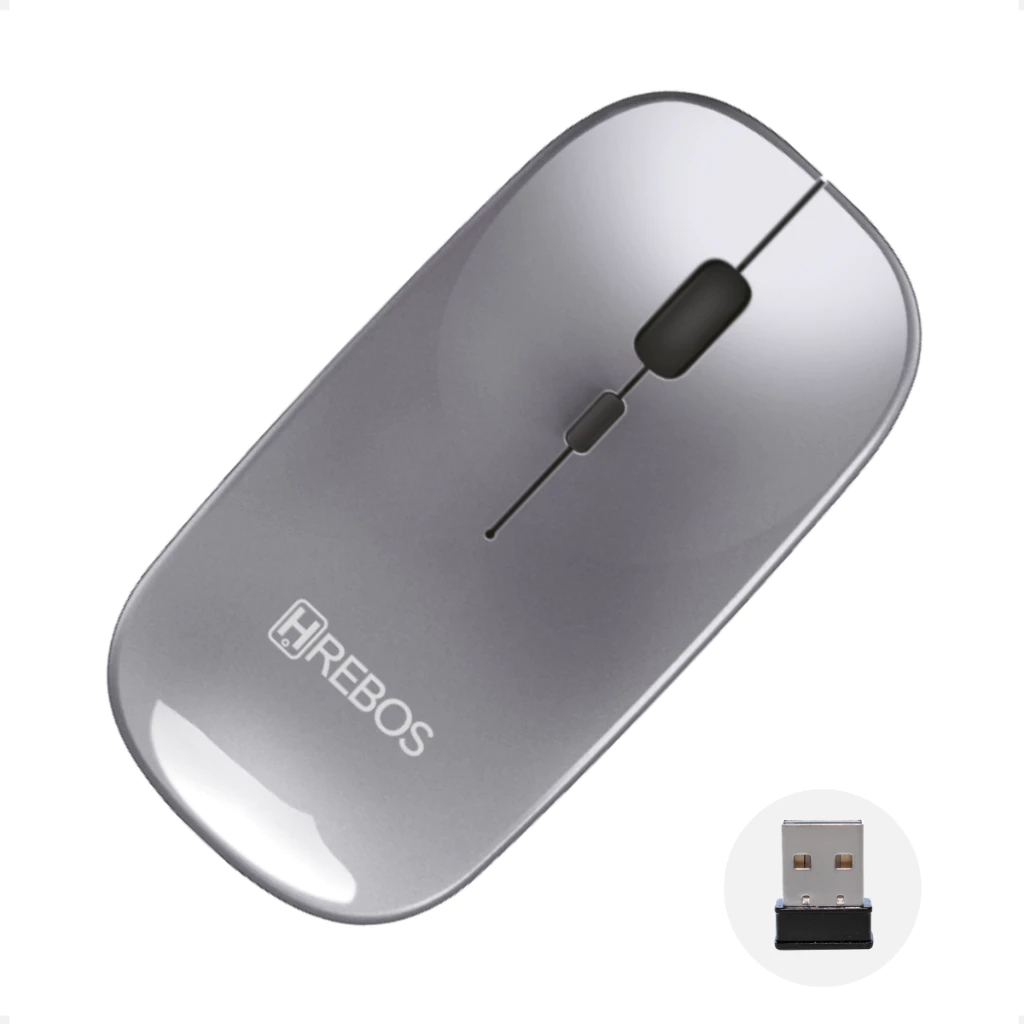 Mouse Sem Fio Hrebos HS-526 Wireless 2.4Ghz Recarregável Bluetooth Para Windows