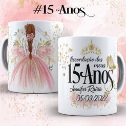 Canecas de Porcelana Personalizada 325ml Aniversário de 15 Anos Ideal Para festas