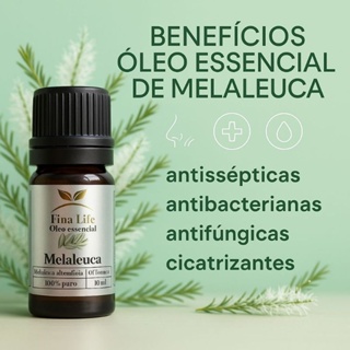 Oleo essencial Melaleuca - tea tree 10ml 100% puro fina life MICOSE em Oferta na Shopee