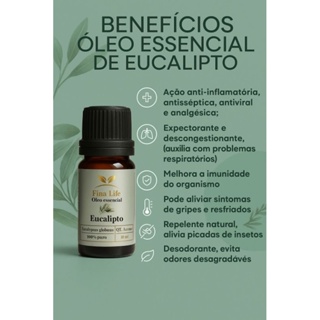 Óleo essencial eucalipto 10ml 100% puro fina life em Oferta na Shopee